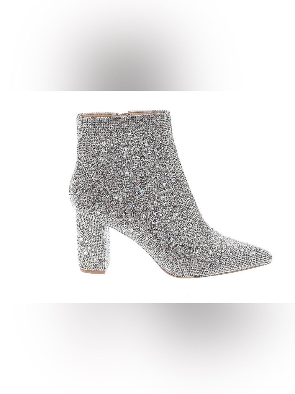 Betsey Johnson Silver Crystal Embellished Ankle Boots